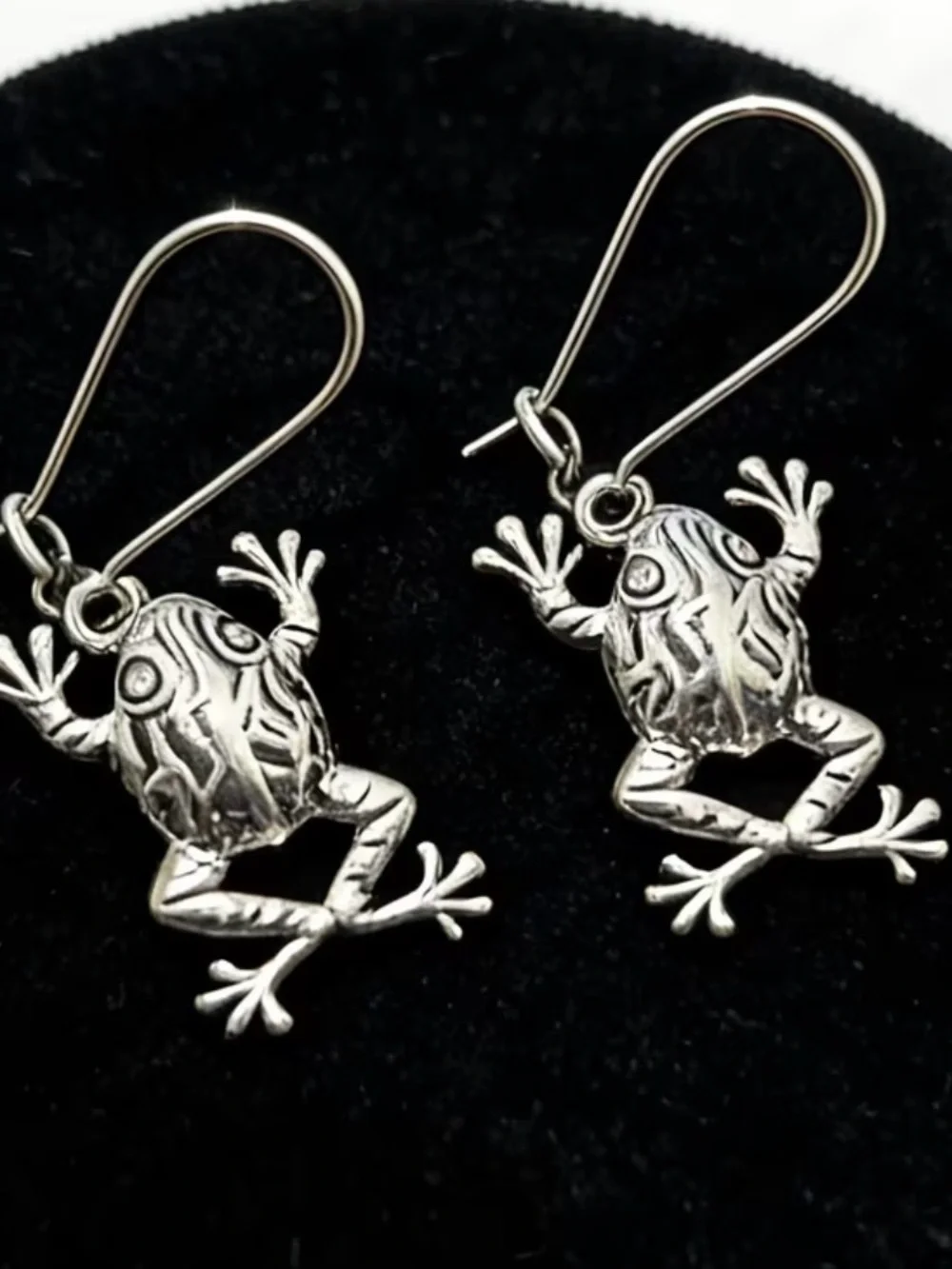 Silver Frog Dangle Earrings - Women Jewelry